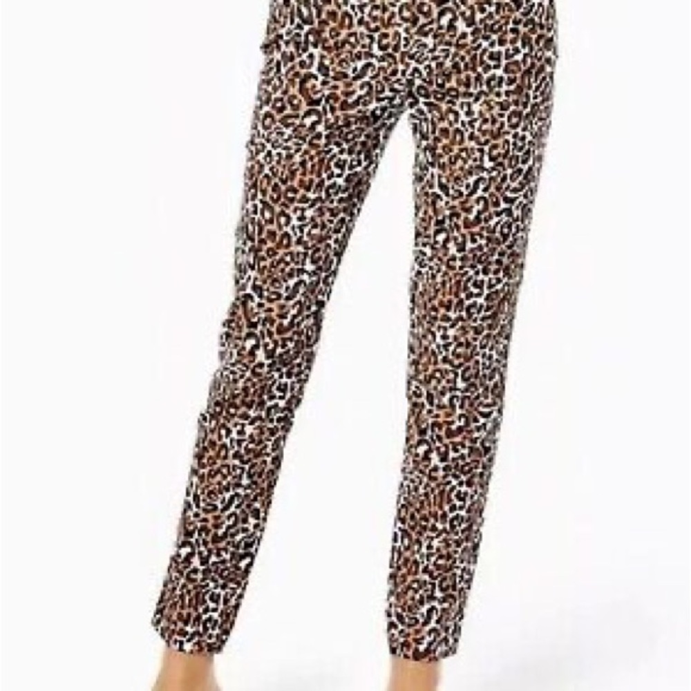 Lilly Pulitzer Kelly Stretch Pant 00 Chocolate Onyx Leopard My Favorite Spot NWT